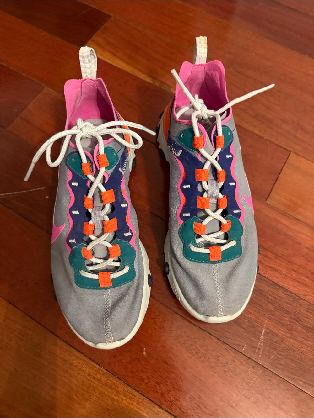 Nike Women’s Gray Sneakers with Pink, Teal & Orange Accents